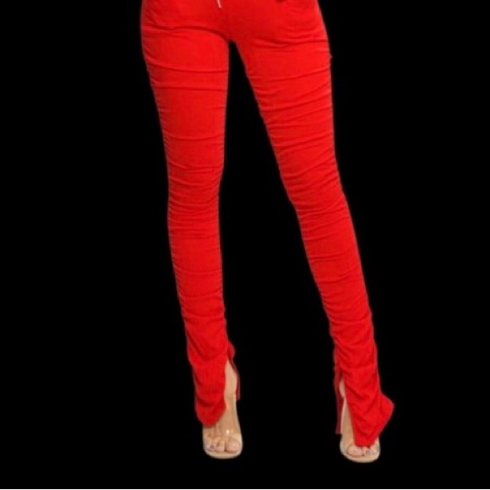 SHEIN High Rise Red Jeans - Picture 2 of 3